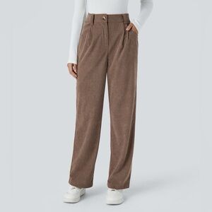 HALARA Brown High Waisted Corduroy Casual Pants Size Medium